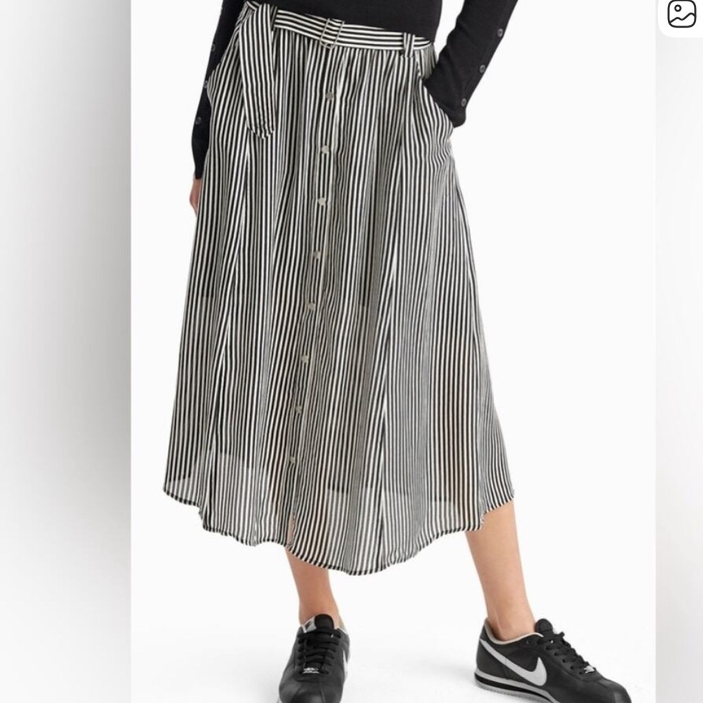 A.L.C. Silk Striped Button Down Skirt Size 8 - Picture 3 of 14